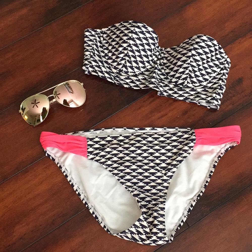 Navy Herringbone Bikini Bottoms